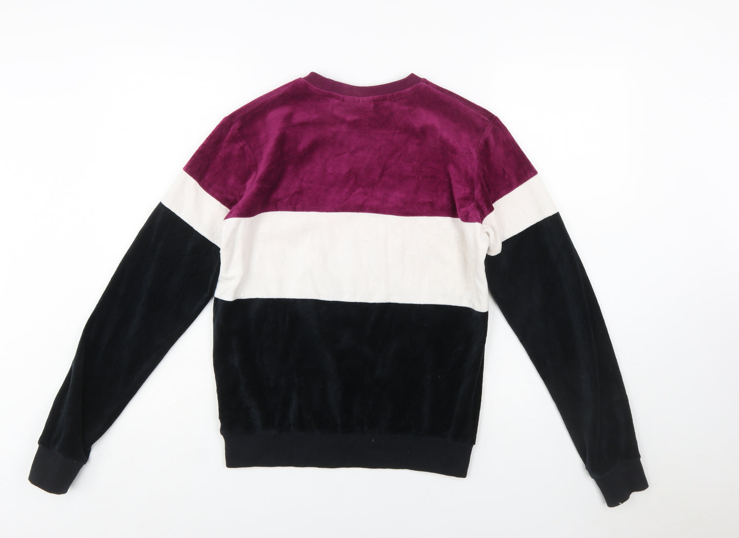 FILA Womens Colourblock Velour Sweatshirt XS Burgundy Black White