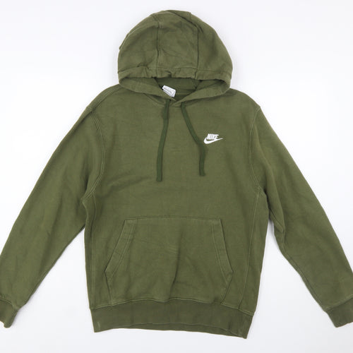 Nike Men's Green Pullover Hoodie Small Regular Fit Logo Fleece