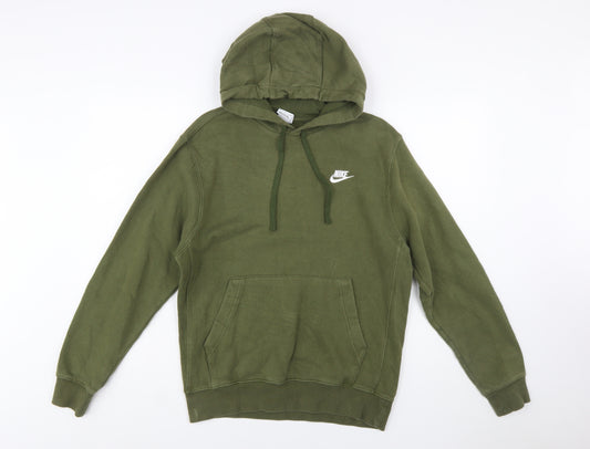 Nike Men's Green Pullover Hoodie Small Regular Fit Logo Fleece