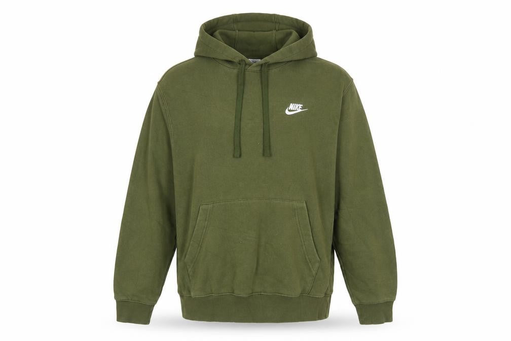 Front view of Nike Men's Green Pullover Hoodie Small Regular Fit Logo Fleece
