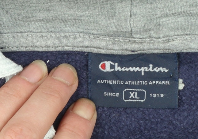 Champion Men's Blue Pullover Hoodie XL Fleece Logo Sportswear
