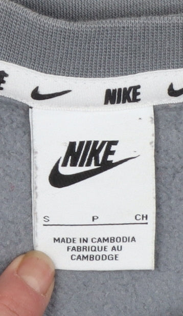 Nike Men's Grey Colour Block Crew Neck Sweatshirt Size S