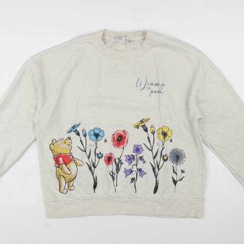 Disney Winnie the Pooh Beige Floral Sweatshirt Women M Primark