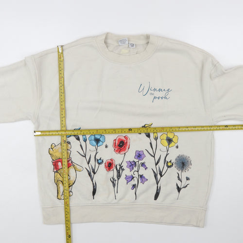 Disney Winnie the Pooh Beige Floral Sweatshirt Women M Primark