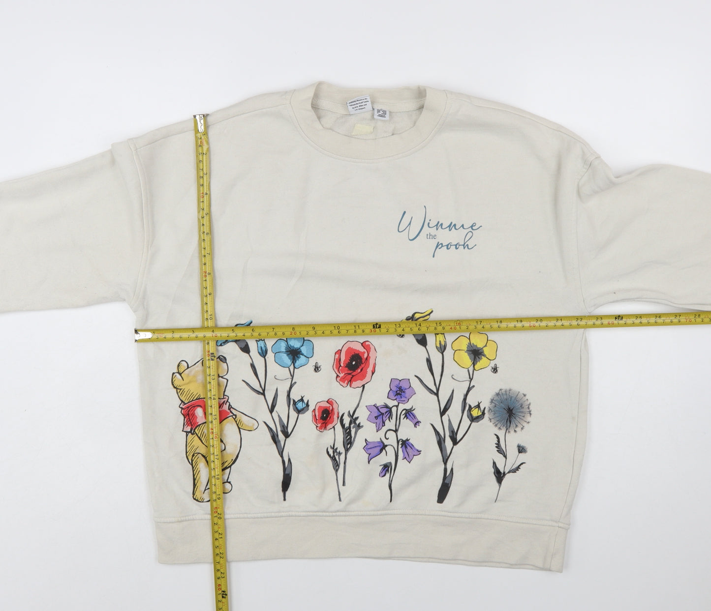 Disney Winnie the Pooh Beige Floral Sweatshirt Women M Primark