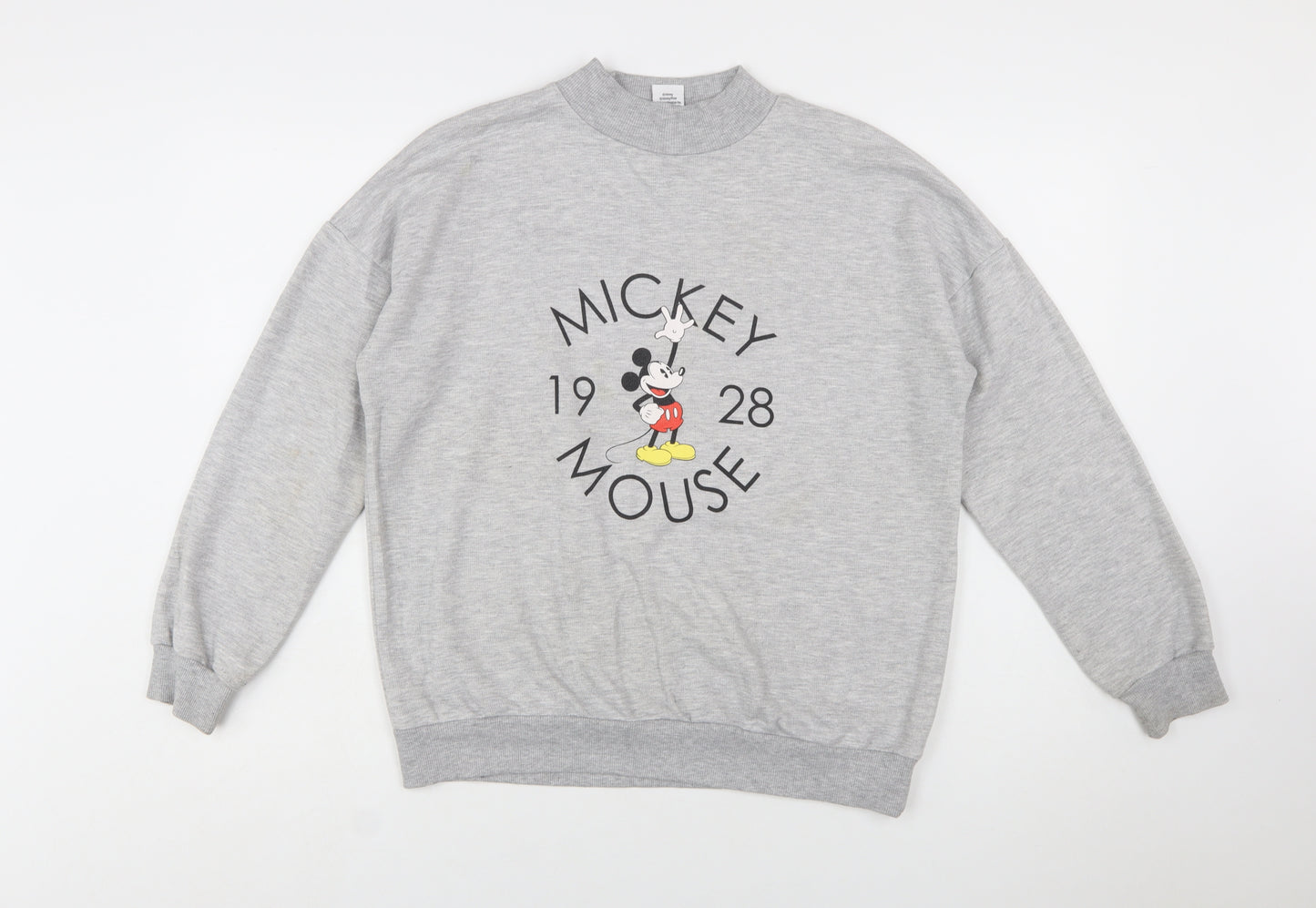 Disney Women Grey Mickey Mouse Pullover Sweatshirt Size 14