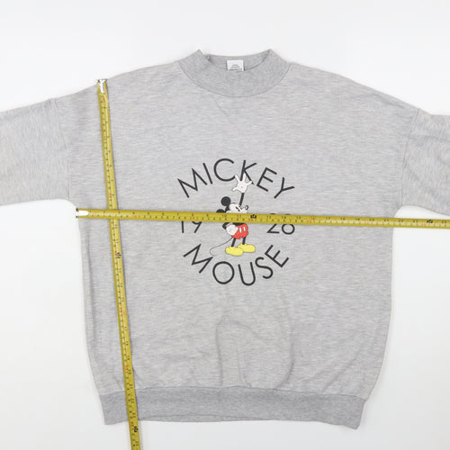 Disney Women Grey Mickey Mouse Pullover Sweatshirt Size 14