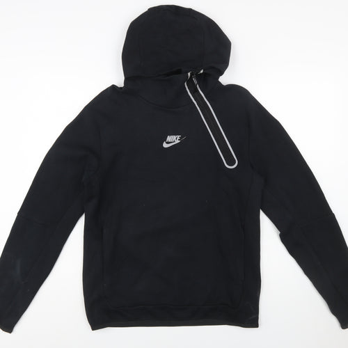 Nike Men’s Black Small Hooded Sweatshirt with 1/4 Zip and Logo Print