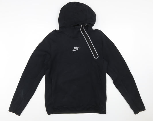 Nike Men’s Black Small Hooded Sweatshirt with 1/4 Zip and Logo Print