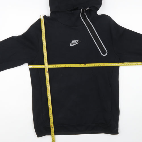 Nike Men’s Black Small Hooded Sweatshirt with 1/4 Zip and Logo Print