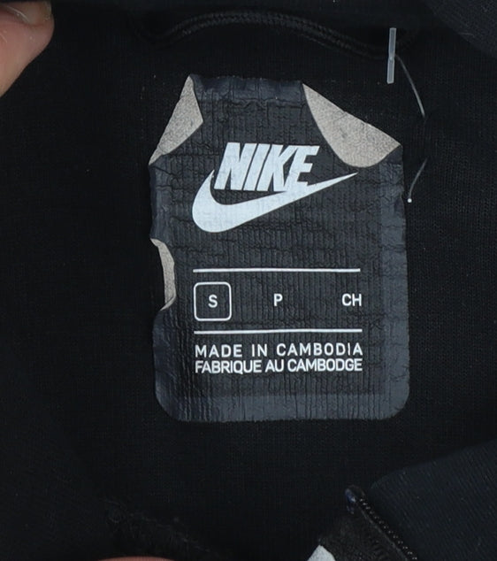 Nike Men’s Black Small Hooded Sweatshirt with 1/4 Zip and Logo Print