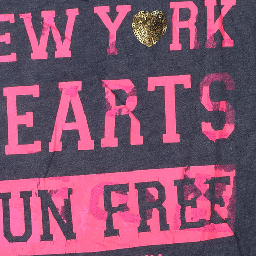 Hilfiger Denim Womens Navy Blue Pullover Sweatshirt M Sequin Heart