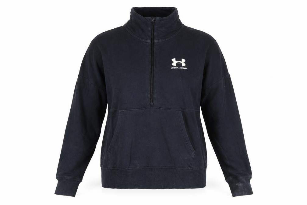 Front view of Under Armour Women's Black Small 1/2 Zip Pullover Sweatshirt