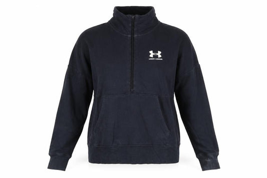 Front view of Under Armour Women's Black Small 1/2 Zip Pullover Sweatshirt