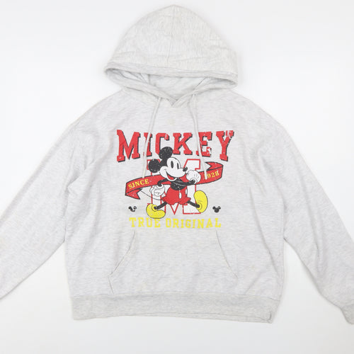 Disney Women Grey Mickey Mouse Pullover Hoodie Size 10/12