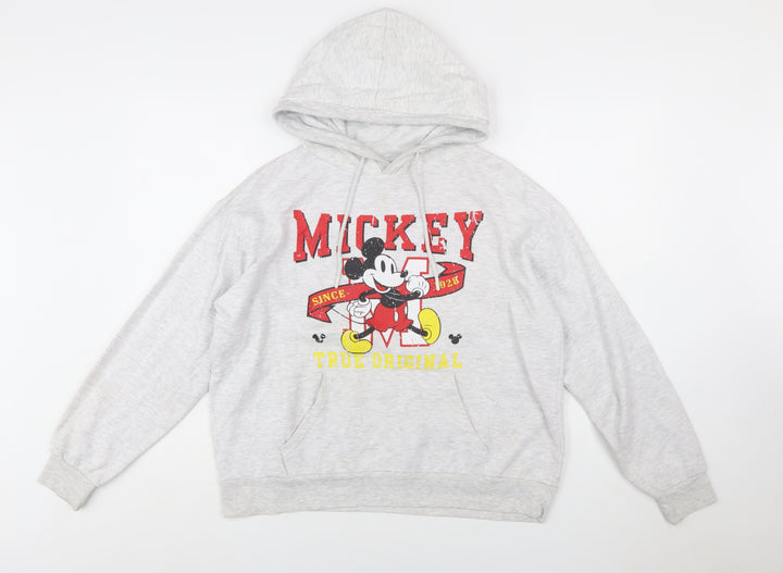 Disney Women Grey Mickey Mouse Pullover Hoodie Size 10/12