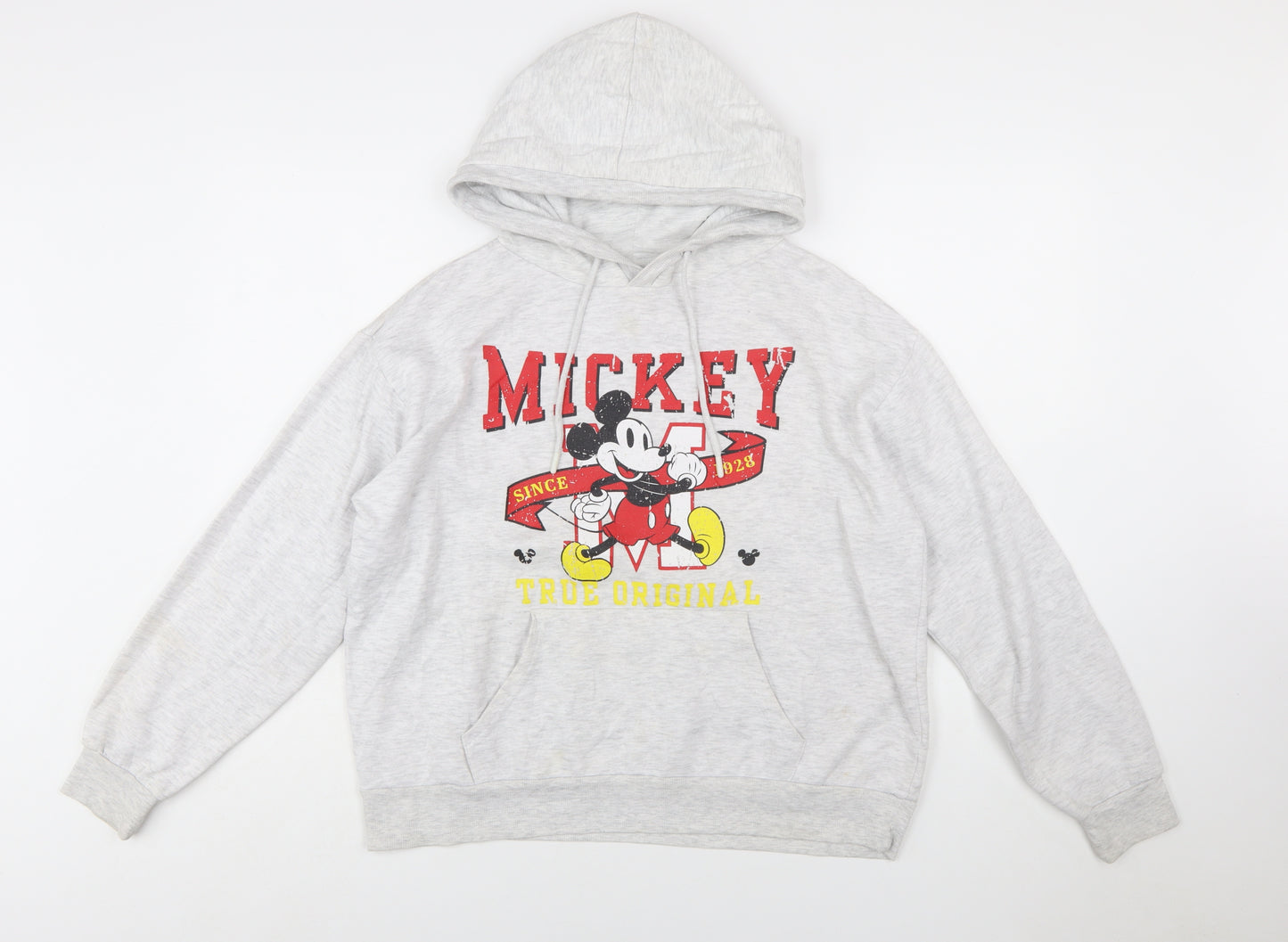 Disney Women Grey Mickey Mouse Pullover Hoodie Size 10/12