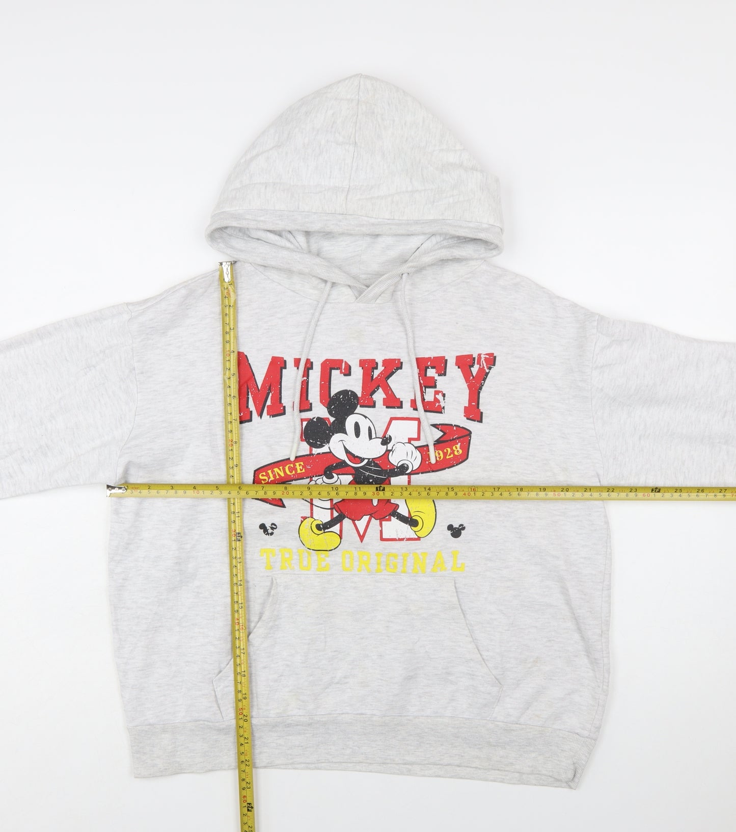Disney Women Grey Mickey Mouse Pullover Hoodie Size 10/12