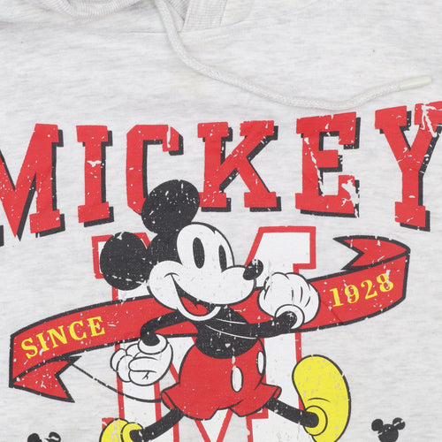 Disney Women Grey Mickey Mouse Pullover Hoodie Size 10/12