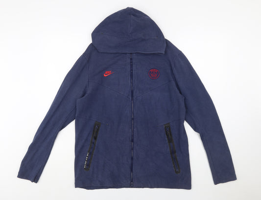 Nike Mens Blue Full Zip Hooded Sports Hoodie Size M