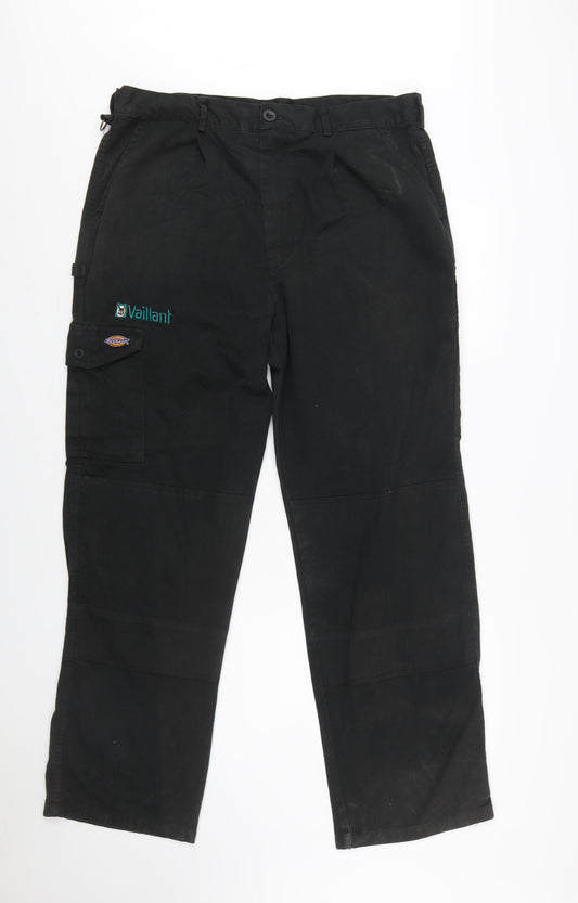 Dickies Men’s Black Cargo Work Trousers 30R Cotton Blend