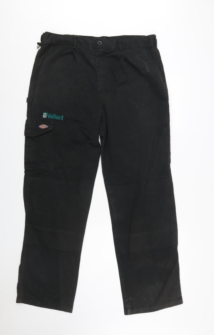 Dickies Men’s Black Cargo Work Trousers 30R Cotton Blend