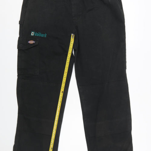 Dickies Men’s Black Cargo Work Trousers 30R Cotton Blend