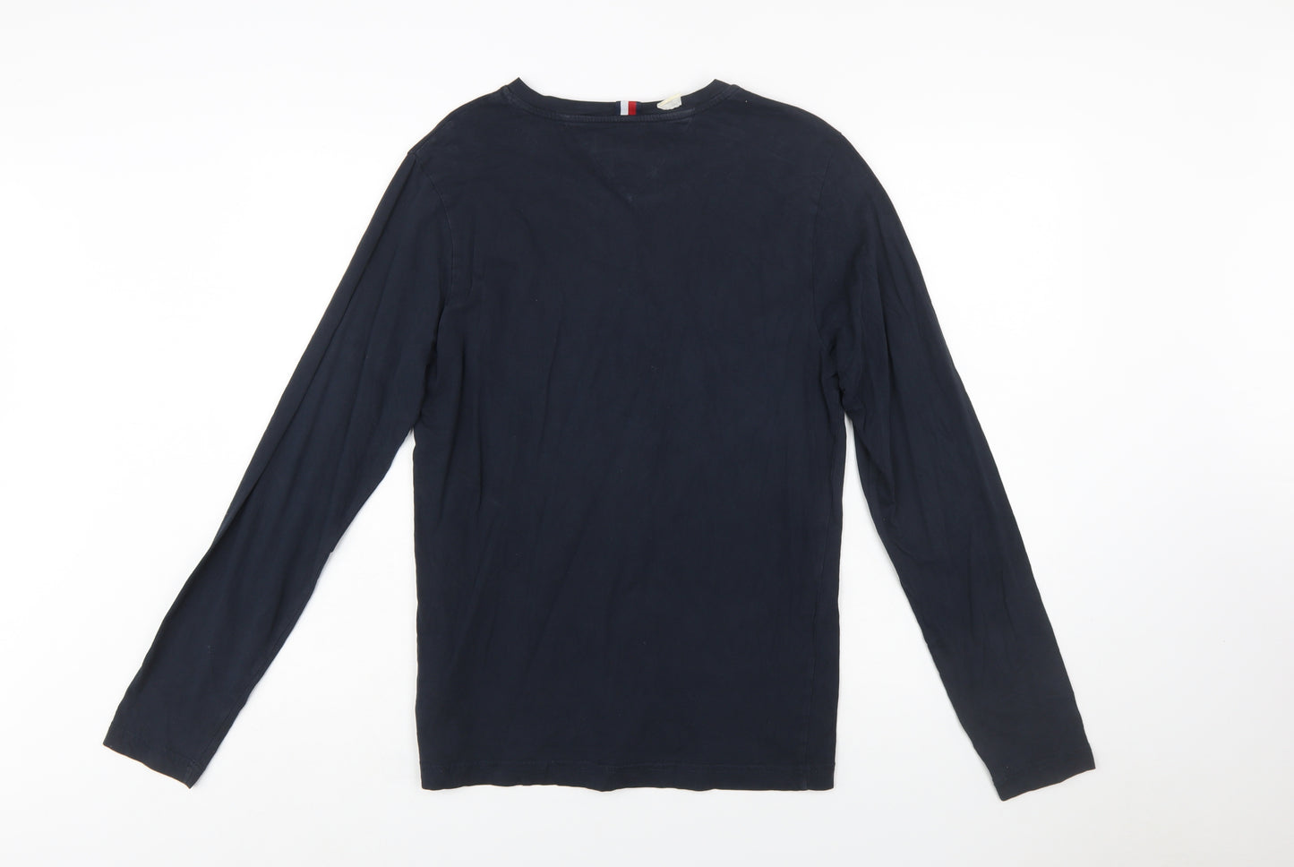 Tommy Hilfiger Men's Navy Blue Long Sleeve Logo Cotton T-Shirt Size S