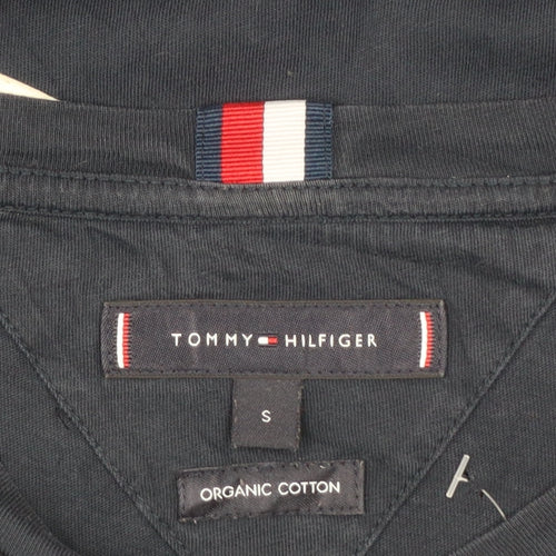 Tommy Hilfiger Men's Navy Blue Long Sleeve Logo Cotton T-Shirt Size S