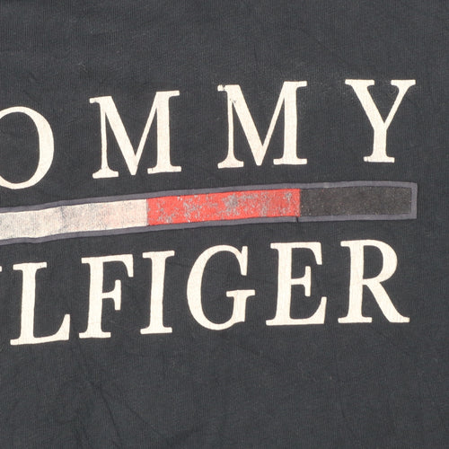 Tommy Hilfiger Men's Navy Blue Long Sleeve Logo Cotton T-Shirt Size S
