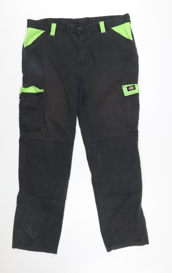 Dickies Men’s Black Cargo Work Trousers L 40in Waist Cotton Blend