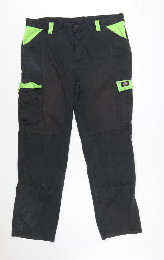 Dickies Men’s Black Cargo Work Trousers L 40in Waist Cotton Blend
