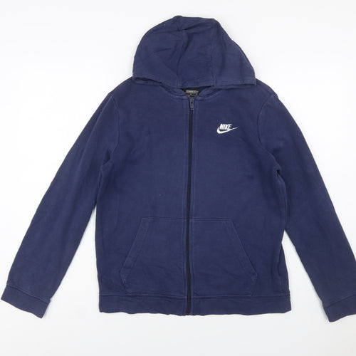 Nike Boys Blue Full Zip Hoodie XL 158-170cm Cotton Blend Standard Fit
