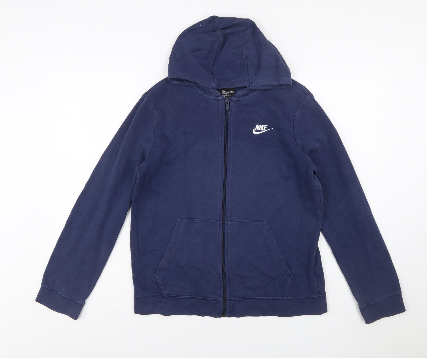 Nike Boys Blue Full Zip Hoodie XL 158-170cm Cotton Blend Standard Fit