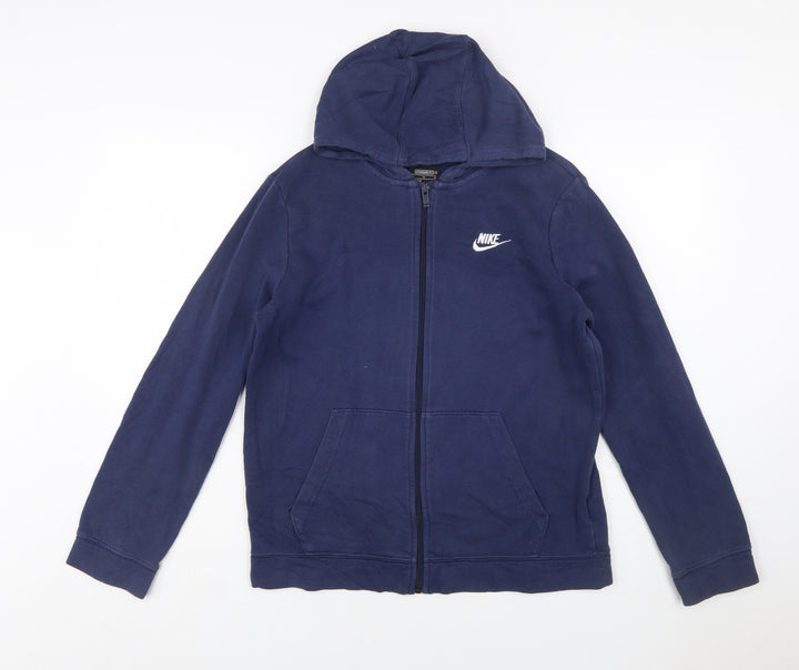 Nike Boys Blue Full Zip Hoodie XL 158-170cm Cotton Blend Standard Fit