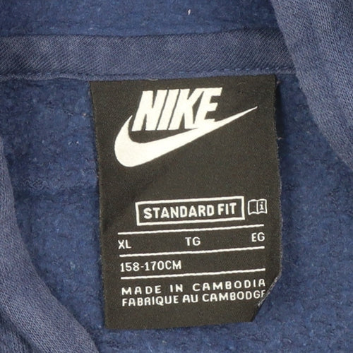 Nike Boys Blue Full Zip Hoodie XL 158-170cm Cotton Blend Standard Fit