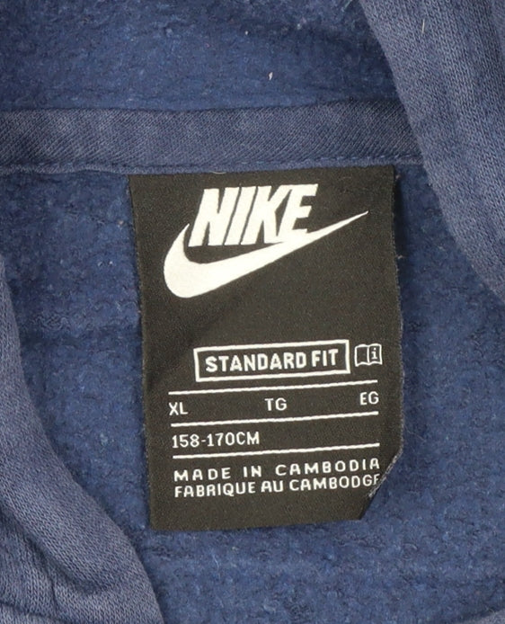 Nike Boys Blue Full Zip Hoodie XL 158-170cm Cotton Blend Standard Fit