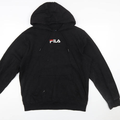 Fila Men's Black Pullover Hoodie M Logo Graphic Sweatshirt