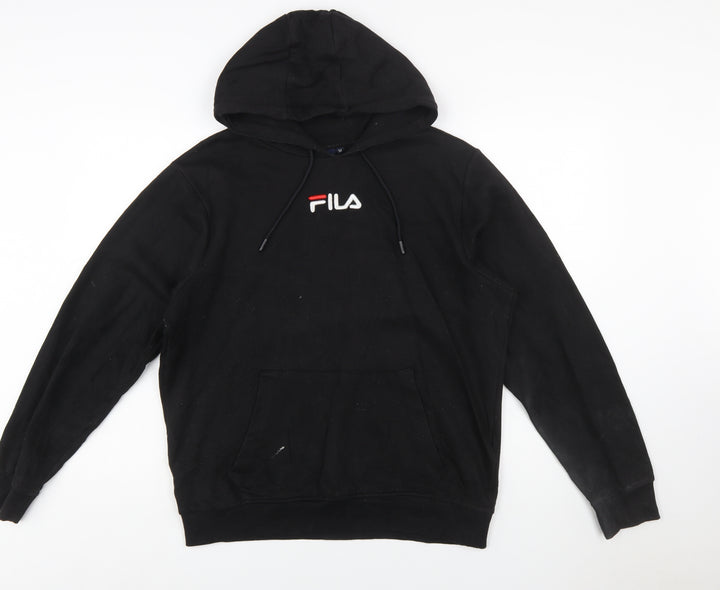 Fila Men's Black Pullover Hoodie M Logo Graphic Sweatshirt