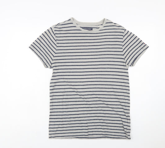 Tommy Hilfiger Men's Grey Striped Cotton Crew Neck T-Shirt Size S