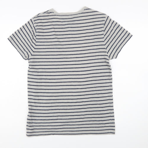 Tommy Hilfiger Men's Grey Striped Cotton Crew Neck T-Shirt Size S