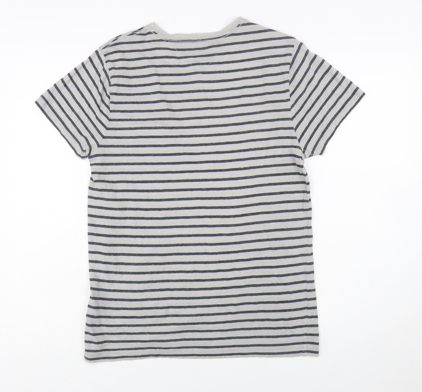 Tommy Hilfiger Men's Grey Striped Cotton Crew Neck T-Shirt Size S