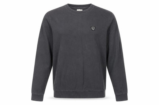 Front view of Emporio Armani EA7 Men's Grey Cotton Crew Neck Sweatshirt S