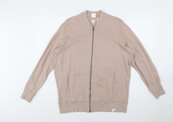 Adidas Women’s Beige Full Zip Sweatshirt Size 16 Cotton Casual