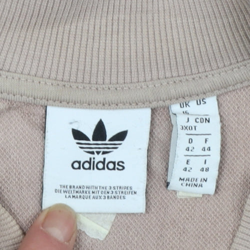 Adidas Women’s Beige Full Zip Sweatshirt Size 16 Cotton Casual