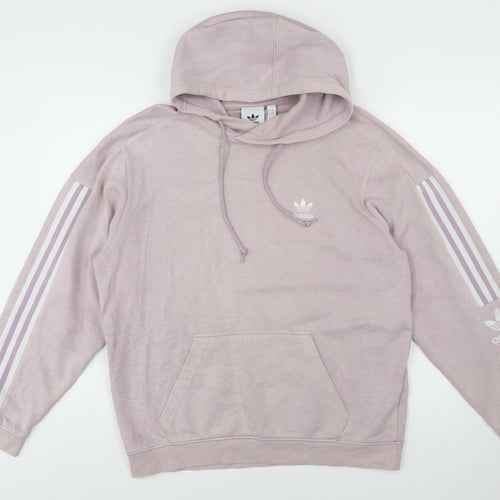 Adidas Womens Mauve Hoodie M Pullover Cotton Blend Hooded Sweatshirt
