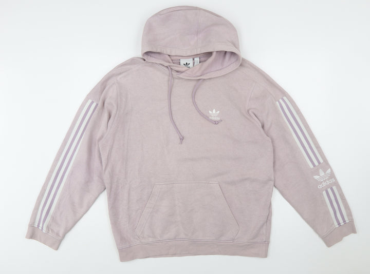 Adidas Womens Mauve Hoodie M Pullover Cotton Blend Hooded Sweatshirt