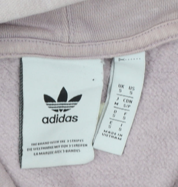 Adidas Womens Mauve Hoodie M Pullover Cotton Blend Hooded Sweatshirt