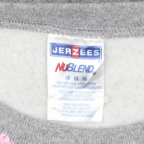 Jerzees Womens Grey Pink Lips Pullover Sweatshirt Size M