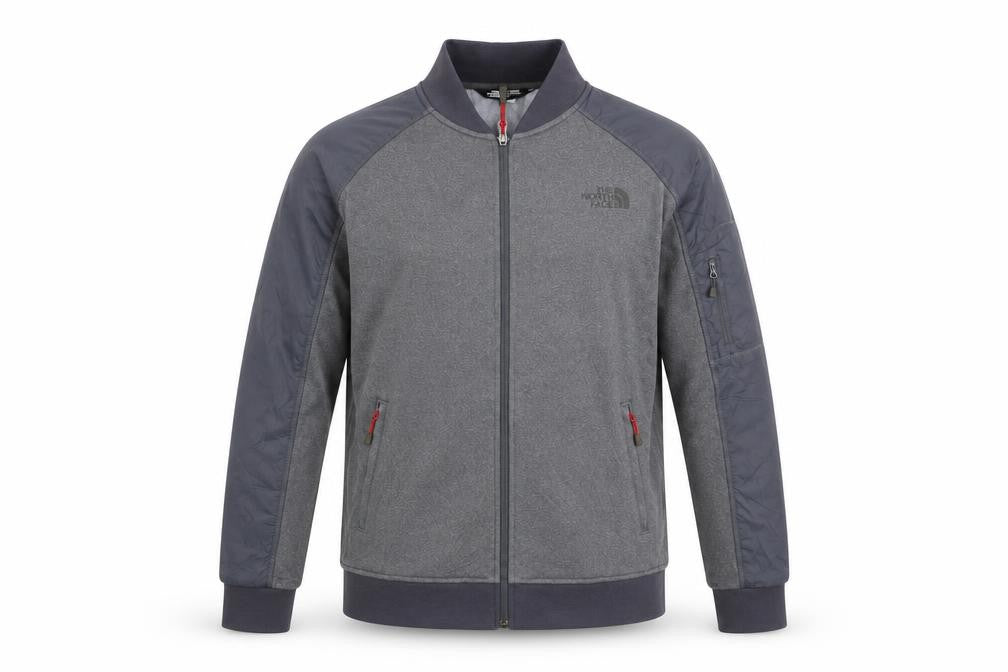 Front view of The North Face Men's Grey Full Zip Fleece Sweatshirt S